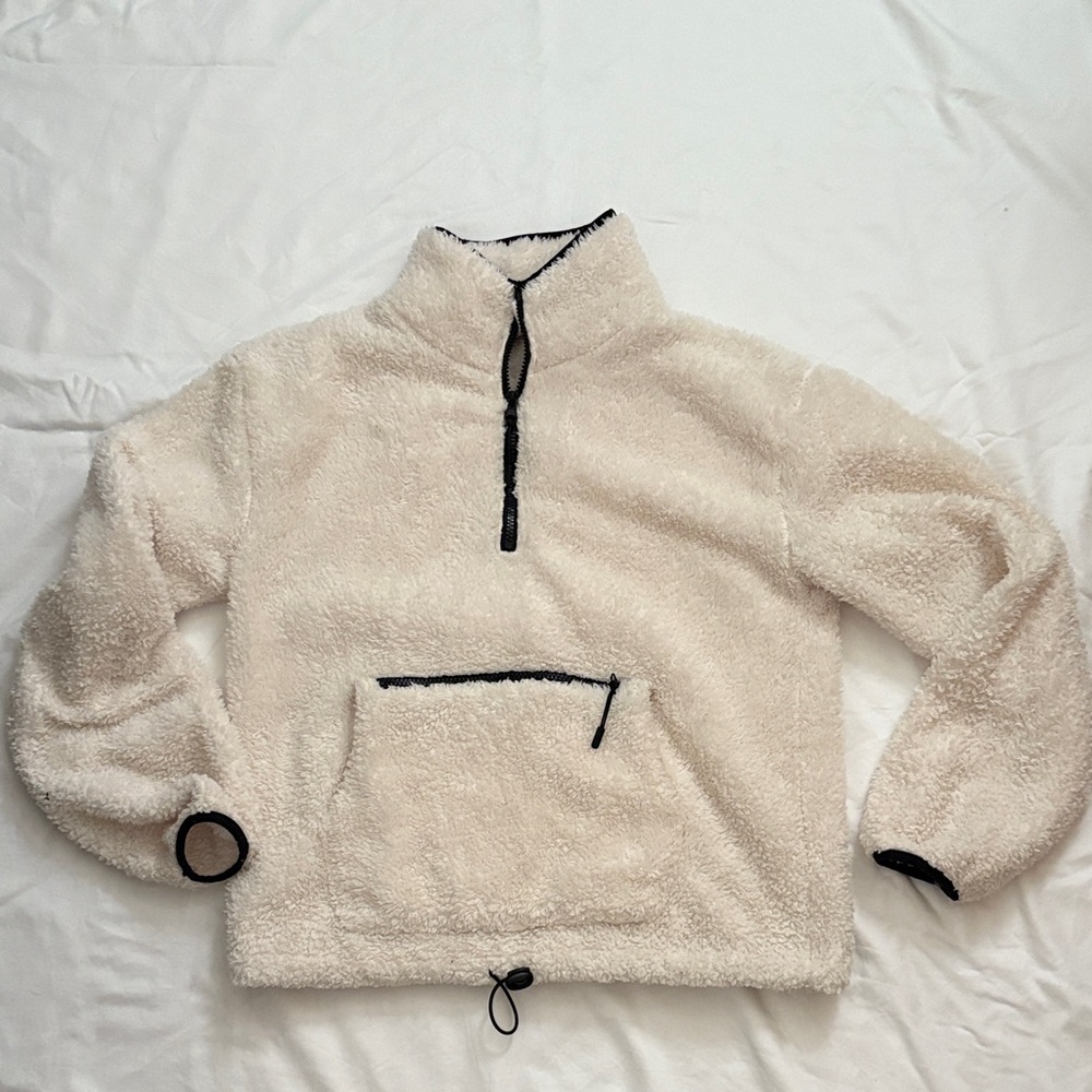 No Boundaries Cream Fleece Quarter-Zip Sweater